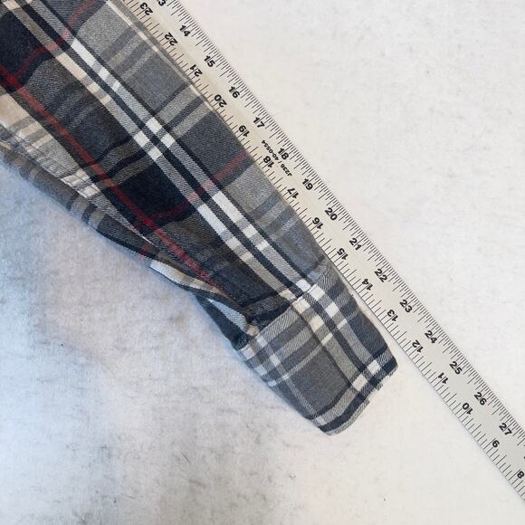 Timberland Flannel Button Up Shirt Men's Large Black Grey Plaid Quality Heavy - Picture 8 of 10